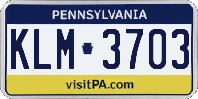 PA license plate KLM3703
