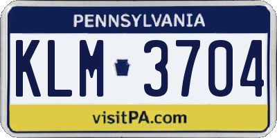 PA license plate KLM3704