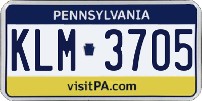 PA license plate KLM3705