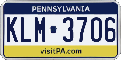 PA license plate KLM3706