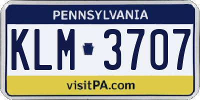 PA license plate KLM3707