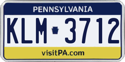 PA license plate KLM3712