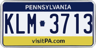 PA license plate KLM3713