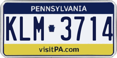 PA license plate KLM3714
