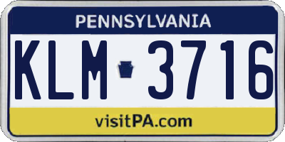 PA license plate KLM3716