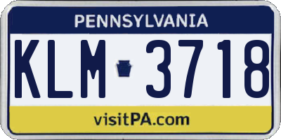 PA license plate KLM3718