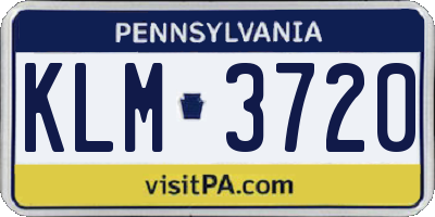 PA license plate KLM3720