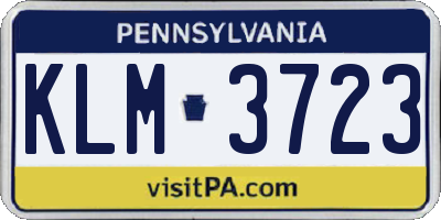 PA license plate KLM3723