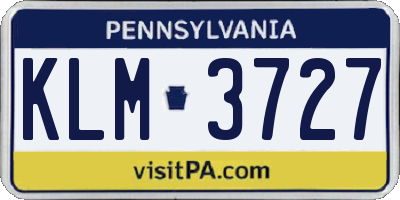 PA license plate KLM3727