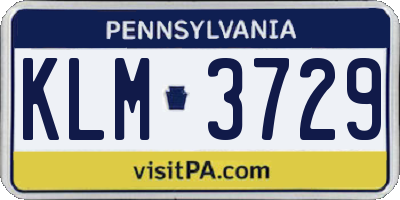 PA license plate KLM3729