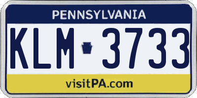PA license plate KLM3733