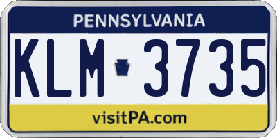 PA license plate KLM3735