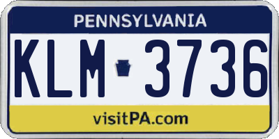 PA license plate KLM3736