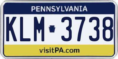 PA license plate KLM3738