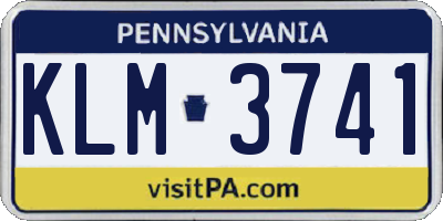 PA license plate KLM3741