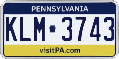PA license plate KLM3743