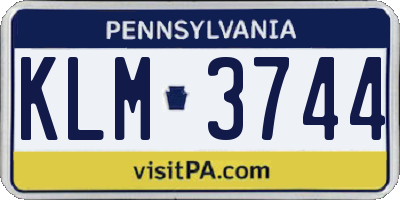 PA license plate KLM3744