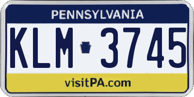 PA license plate KLM3745