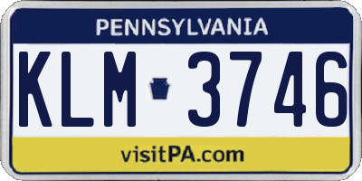 PA license plate KLM3746