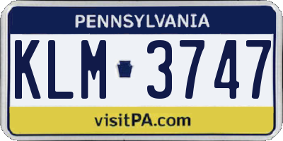 PA license plate KLM3747
