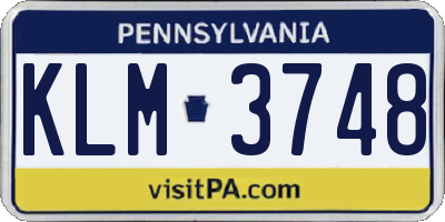 PA license plate KLM3748