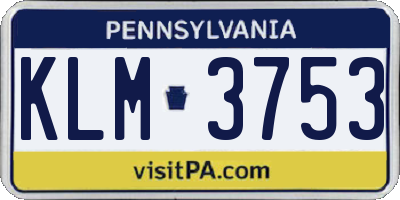 PA license plate KLM3753
