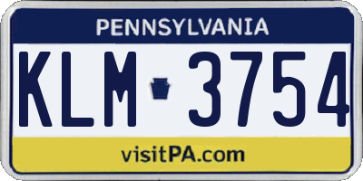 PA license plate KLM3754
