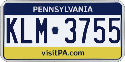 PA license plate KLM3755