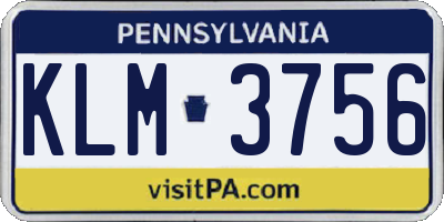 PA license plate KLM3756