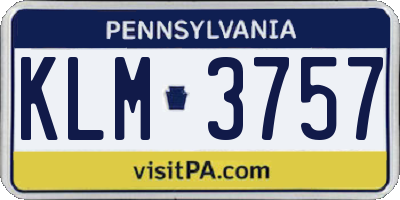 PA license plate KLM3757