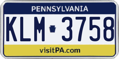 PA license plate KLM3758