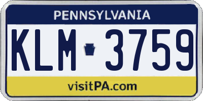 PA license plate KLM3759