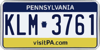 PA license plate KLM3761