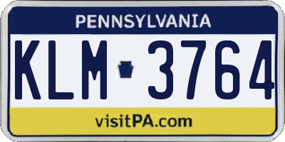 PA license plate KLM3764