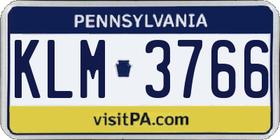 PA license plate KLM3766