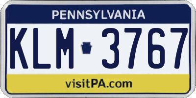 PA license plate KLM3767