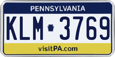 PA license plate KLM3769