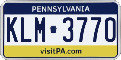 PA license plate KLM3770