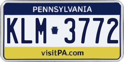 PA license plate KLM3772