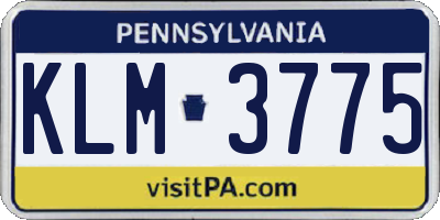 PA license plate KLM3775