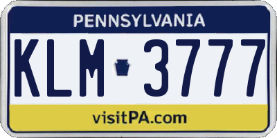 PA license plate KLM3777
