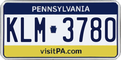 PA license plate KLM3780