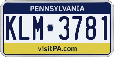PA license plate KLM3781