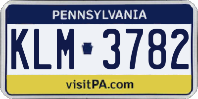 PA license plate KLM3782