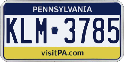 PA license plate KLM3785
