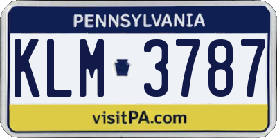 PA license plate KLM3787