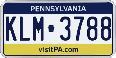 PA license plate KLM3788