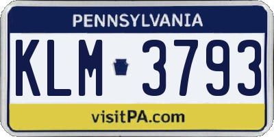 PA license plate KLM3793