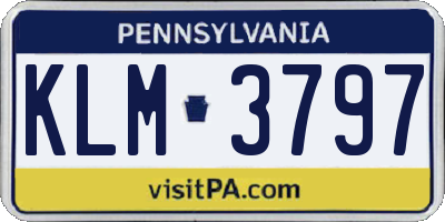 PA license plate KLM3797