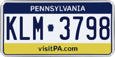 PA license plate KLM3798